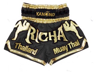 Pantalones Muay Thai Personalizados : KNSCUST-1228 Negro