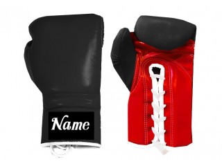 Guantes de boxeo con cordones personalizados : Negra-roja