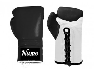 Guantes de boxeo con cordones personalizados : Negra-blanca