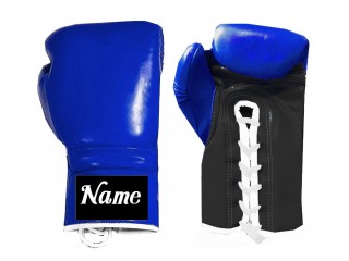Guantes de boxeo con cordones personalizados : Azul-negra