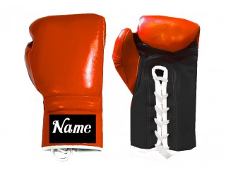 Guantes de boxeo con cordones personalizados : Naranja-negra