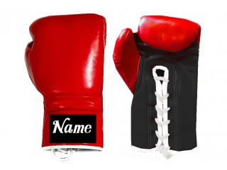 Guantes de boxeo con cordones personalizados : Roja-negra