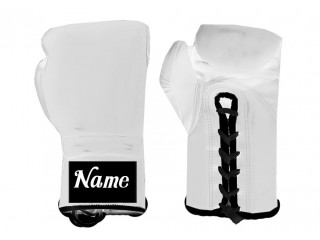 Guantes de boxeo con cordones personalizados : Blanca