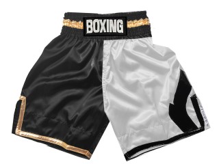 Pantalon de boxeo personalizado : KNBSH-037-TT-Blanco negro