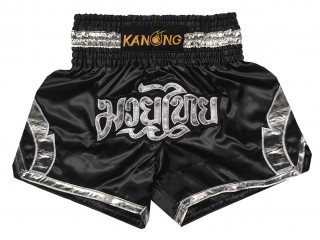 Pantalon Muay Thai Kanong  : KNS-144-Negro-Plata