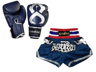  Guantes de Muay Thai y Pantalones Muay Thai personalizados : Set-125-Gloves-Thaikick-marino