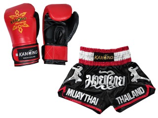 Guantes de Muay Thai y Pantalones Muay Thai personalizados : Set-133-Gloves-Negro