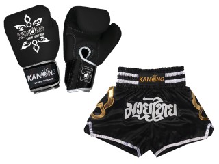 Guantes de Muay Thai y Pantalones Muay Thai personalizados : Set-143-Gloves-Negro