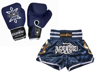 Guantes de Muay Thai y Pantalones Muay Thai personalizados : Set-143-Gloves-marino