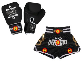 Guantes de Boxeo de Cuero Genuino con Nombre + Shorts Muay Thai personalizados