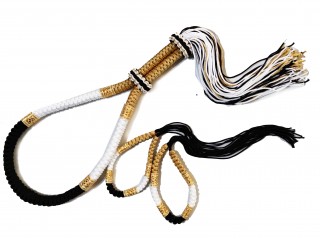 Boxsense Muay Thai Mongkol y Prajead (conjunto de accesorios)  : ThaiStyle-Blanco-Negro-Oro
