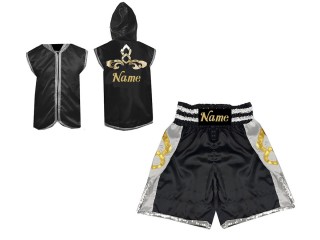 Ropa boxeo personalizada - Sudaderas con capucha + Pantalones Boxeo : KNCUSET-006-Negro