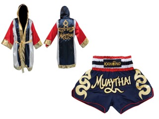 Personalizados - Bata de Boxeo + Pantalones Muay Thai : Set-120-Robe-Marina