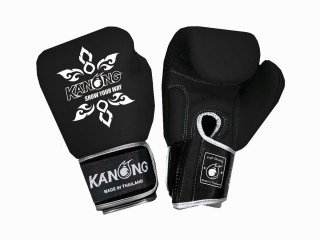 Guantes boxeo tailandés de Piel Kanong : Negro