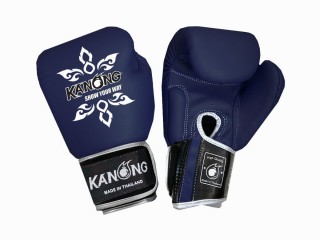 Guantes de Muay Thai de Piel Kanong : Azul marino