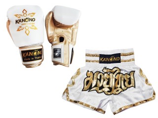 Guantes Muay Thai y Pantalones Muay Thai personalizados : 121 Blanco