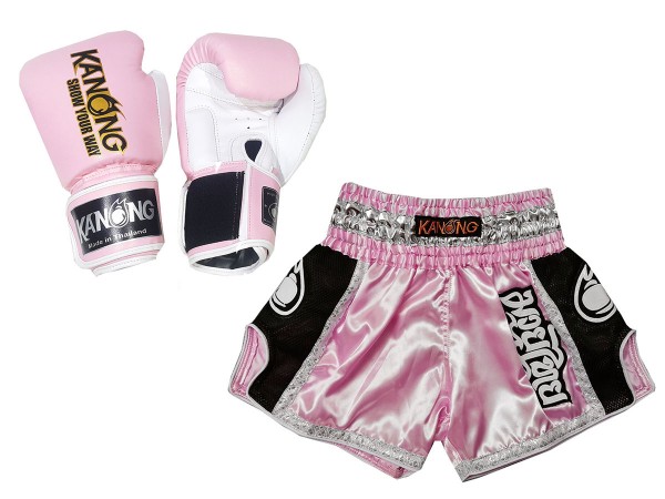 Guantes de y Pantalones Muay Thai personalizados : 208 Rosado | Boxeothai.com