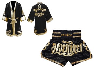 Personalizados - Kanong Bata + Pantalones Muay Thai : Negro Lai Thai