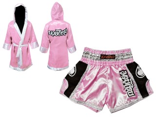 Bata boxeo personalizada + Pantalon muay thai personalizado : Rosado