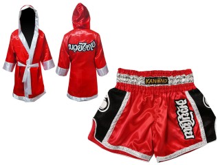 Bata boxeo personalizada + Pantalon muay thai personalizado : Rojo