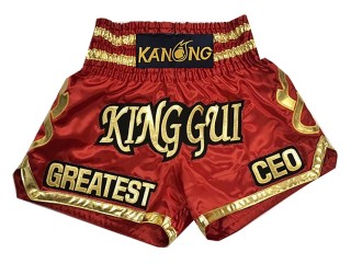 Pantalon de Muay Thai Personalizado : KNSCUST-1004 Rojo