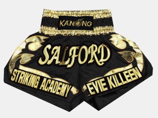 Pantalones de Muay Thai Personalizados : KNSCUST-1007 Negro