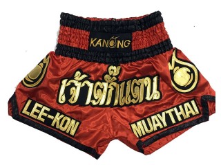 Pantalones Cortos de Muay Thai Personalizado : KNSCUST-1017 Rojo
