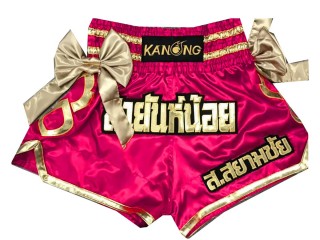 Pantalones Cortos Muay Thai Personalizados : KNSCUST-1022 Rosa