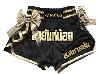 Pantalones Cortos de Muay Thai Personalizados : KNSCUST-1028 Negro