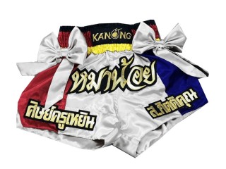 Pantalon de Muay thai hombre Personalizados : KNSCUST-1041 Blanco