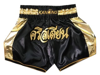 Pantalones Cortos de Muay Thai Personalizados : KNSCUST-1042 Negro