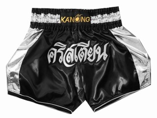 Pantalones Cortos de Muay Thai Personalizados : KNSCUST-1043 Negro