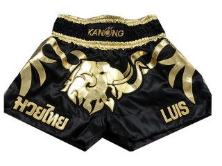 Pantalones Muay Thai Personalizados : KNSCUST-1046 Negro