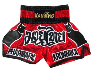 Pantalon de Muay Thai Personalizado : KNSCUST-1058 Rojo