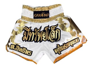 Short muay thai personalizado : KNSCUST-1071 Blanco