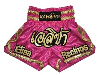 Pantalón Muay Thai Personalizados : KNSCUST-1080 Rosa