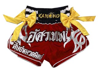 Pantalones de Muay Thai Personalizados : KNSCUST-1112 Rojo