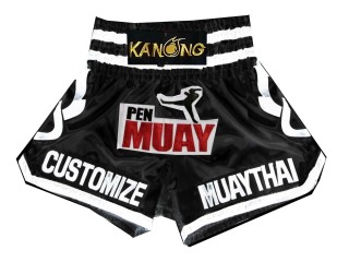 Pantalones de Muay Thai Personalizados : KNSCUST-1115 Negro