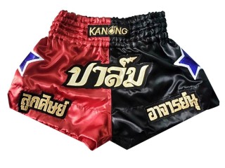 Pantalon Muay Thai Personalizados : KNSCUST-1119 Rojo-Negro
