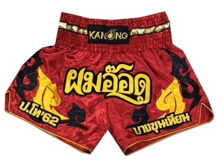 Pantalones muay thay Personalizados : KNSCUST-1137 Rojo