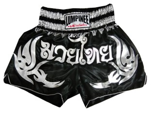 Pantalon de Muay Thai Lumpinee : LUM-050-Negro-Plata