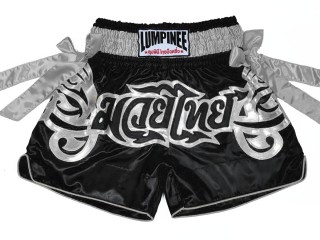 Pantalones Muay Thai Lumpinee : LUM-051-Negro-Plata