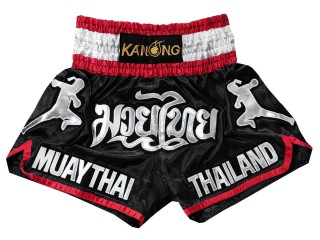 pantalones Muay Thai pantalones Muay Boran pantalones de kickboxing en negro con texto tailandés TS Thai Short pantalones de boxeo tailandés 
