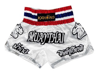 Pantalones Muay Thai Personalizados : KNSCUST-1146 Blanco