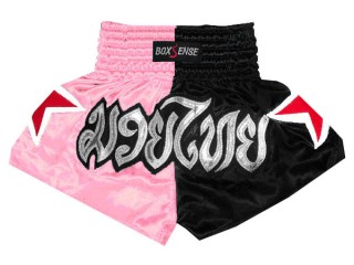Niños Pantalones de Muay Thai de Boxsense : BXSKID-005-Rosa claro
