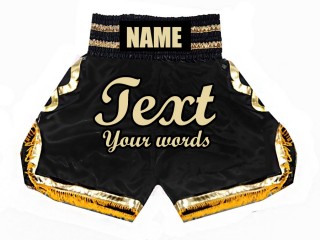 Pantalon boxeo personalizado : KNBSH-023-Negro-Oro