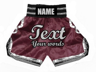 Shorts de boxeo personalizados : KNBSH-023-Granate-Plata