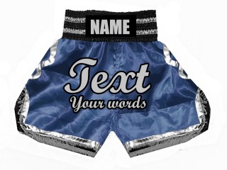 Shorts de boxeo personalizados : KNBSH-023-Marina-Plata