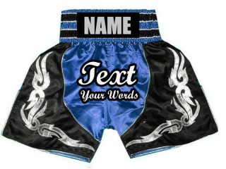 Shorts de boxeo personalizados : KNBSH-024-Azul-Negro