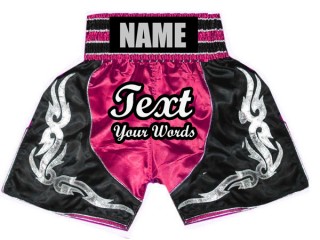Shorts de boxeo personalizados : KNBSH-024-Rosa oscuro-Negro